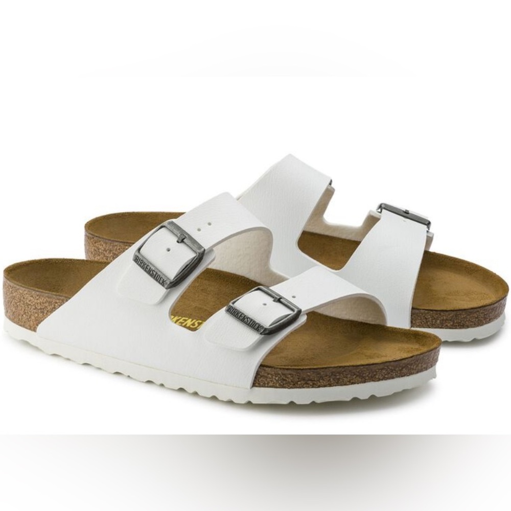 Birkenstock White Arizona Birko-Flor Sandals